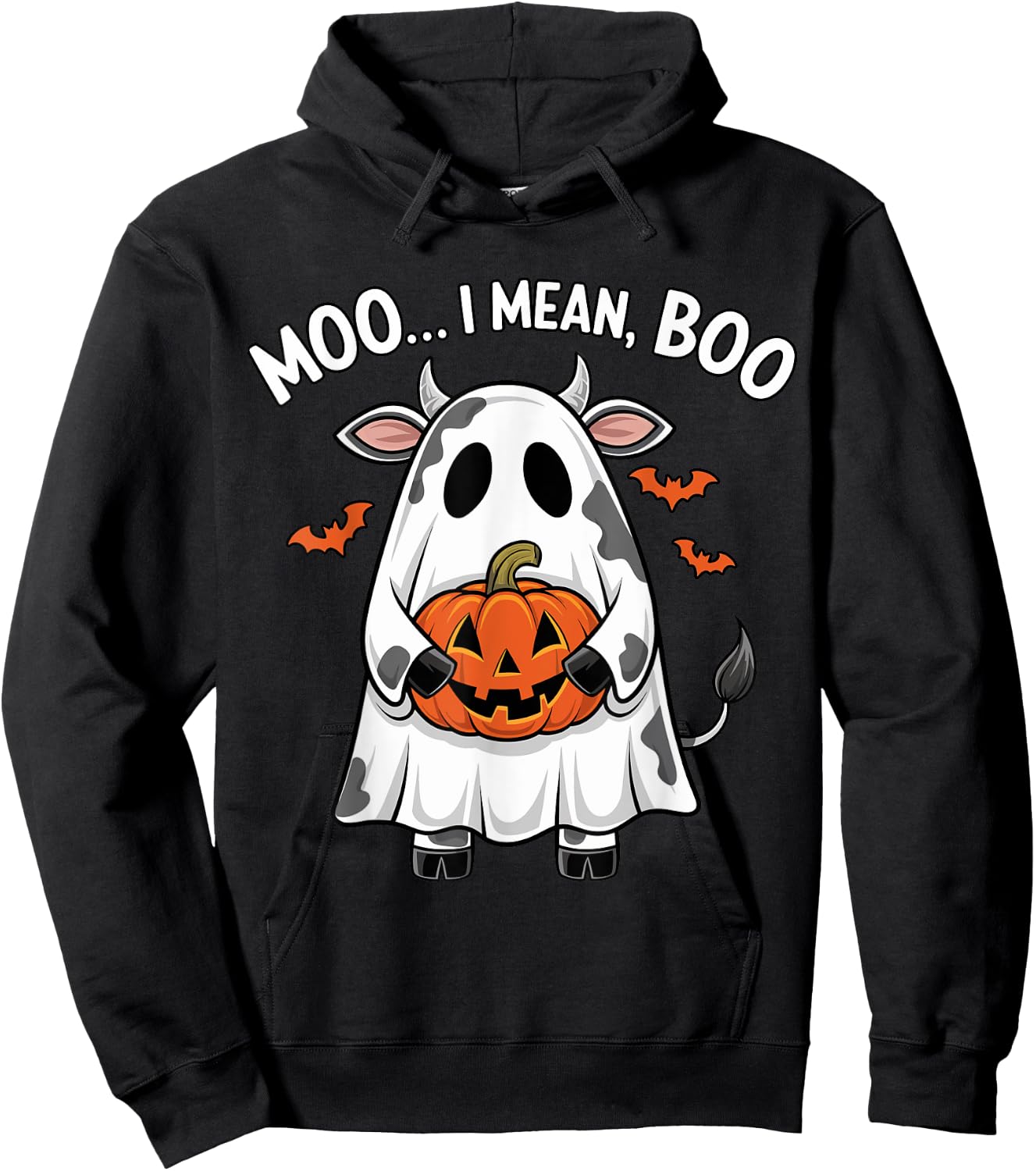Ghost Cow Moo I Mean Boo Halloween Funny Highlands Cow Lover Hoodie - Hoodie | Black