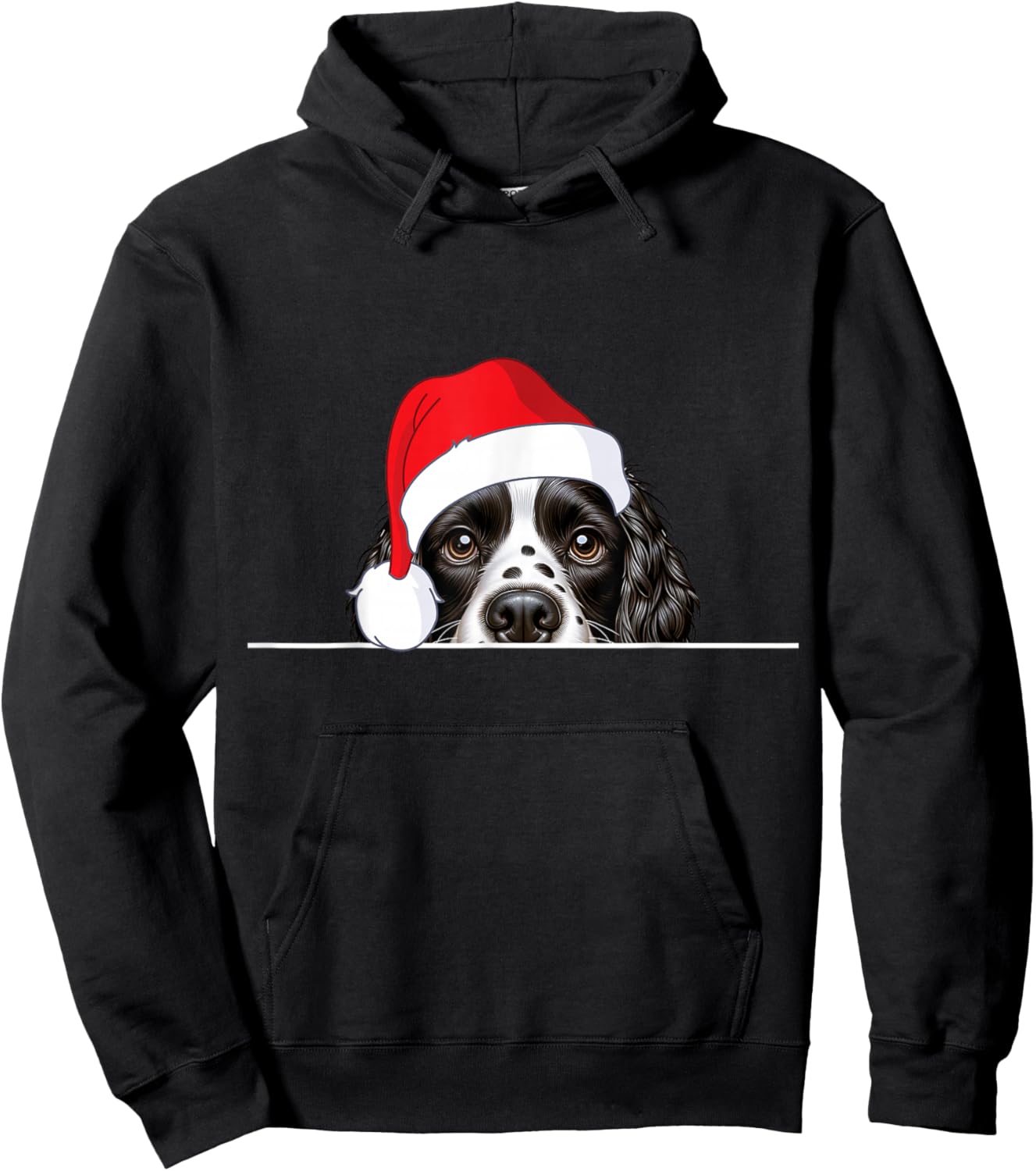 English Springer Spaniel Dog Lover Funny Santa Hat Christmas Hoodie - Hoodie | Black