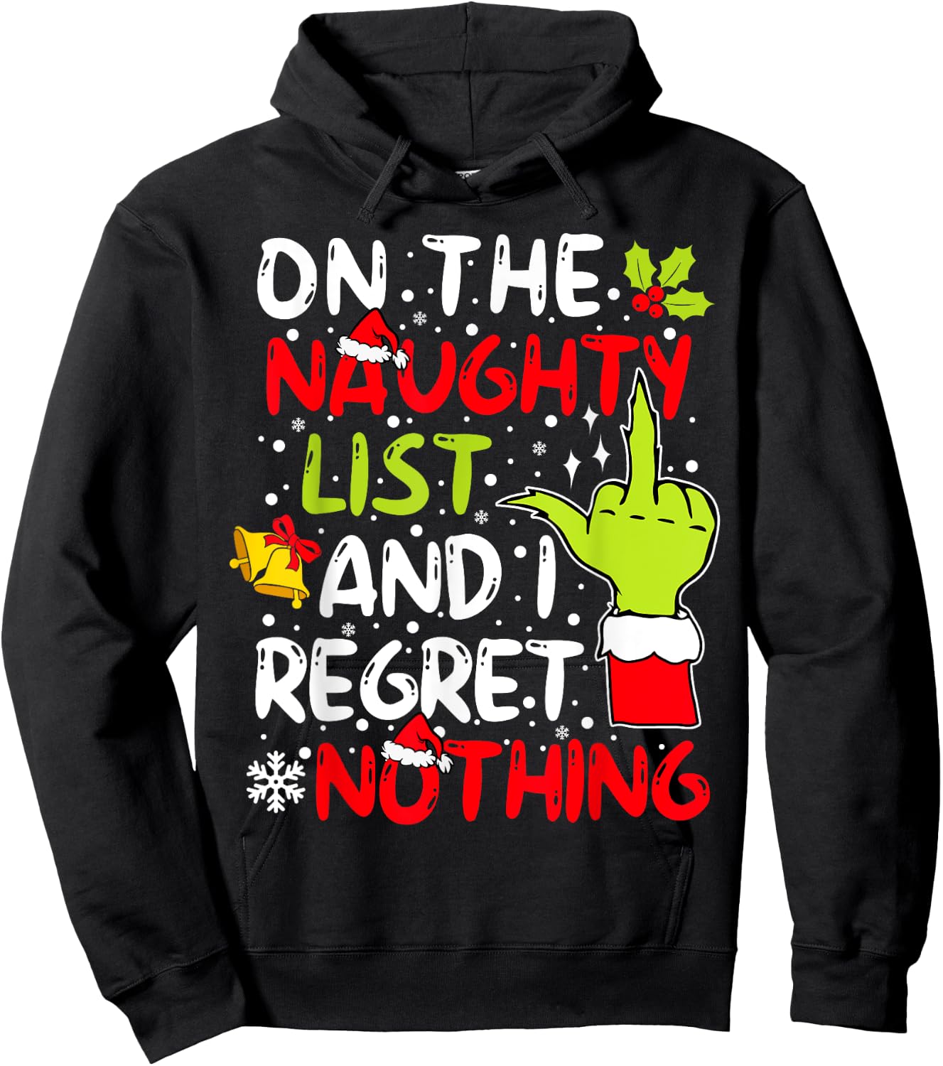 On The Naughty List And I Regret Nothing Couples Hoodie - Hoodie | Black