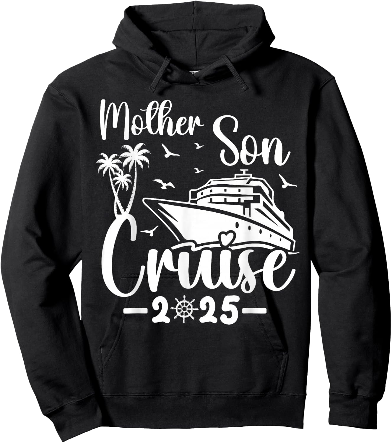 Mother Son Cruise 2025 Family Mom Son Matching Vacation Trip Hoodie - Hoodie | Black
