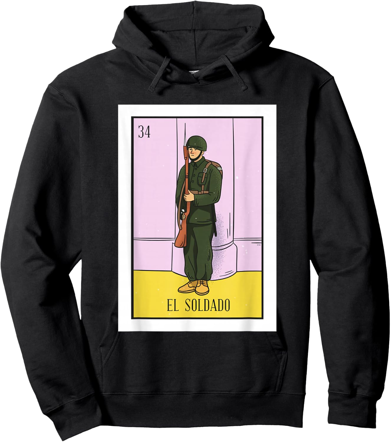 El Soldado Lottery Gift The Soldier Card Mexican Lottery Hoodie - Hoodie | Black