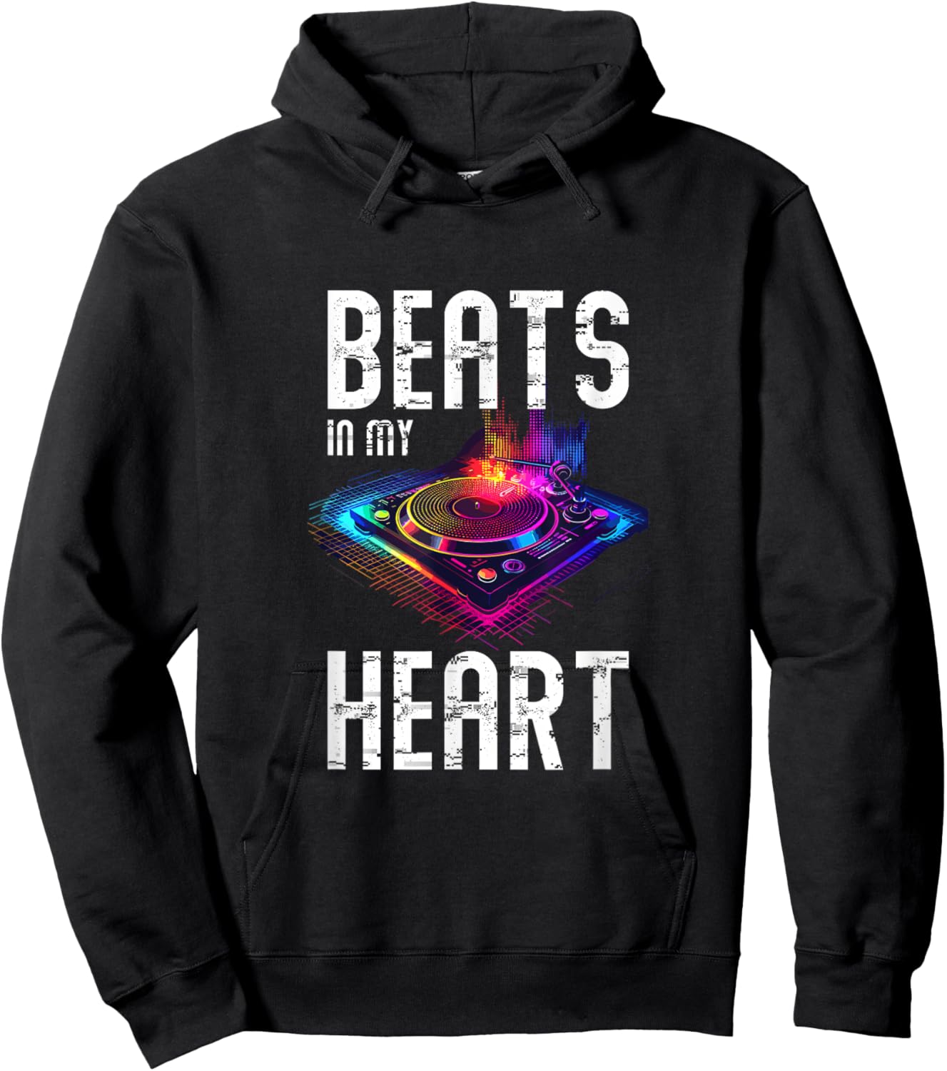 Beats In My Heart Colorful Music Vibes Hoodie - Hoodie | Black