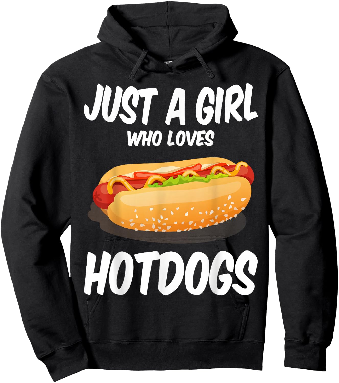 Just a Girl Who Loves Hotdogs Cuts Hot Dog Birthday Girls Hoodie - Hoodie | Black