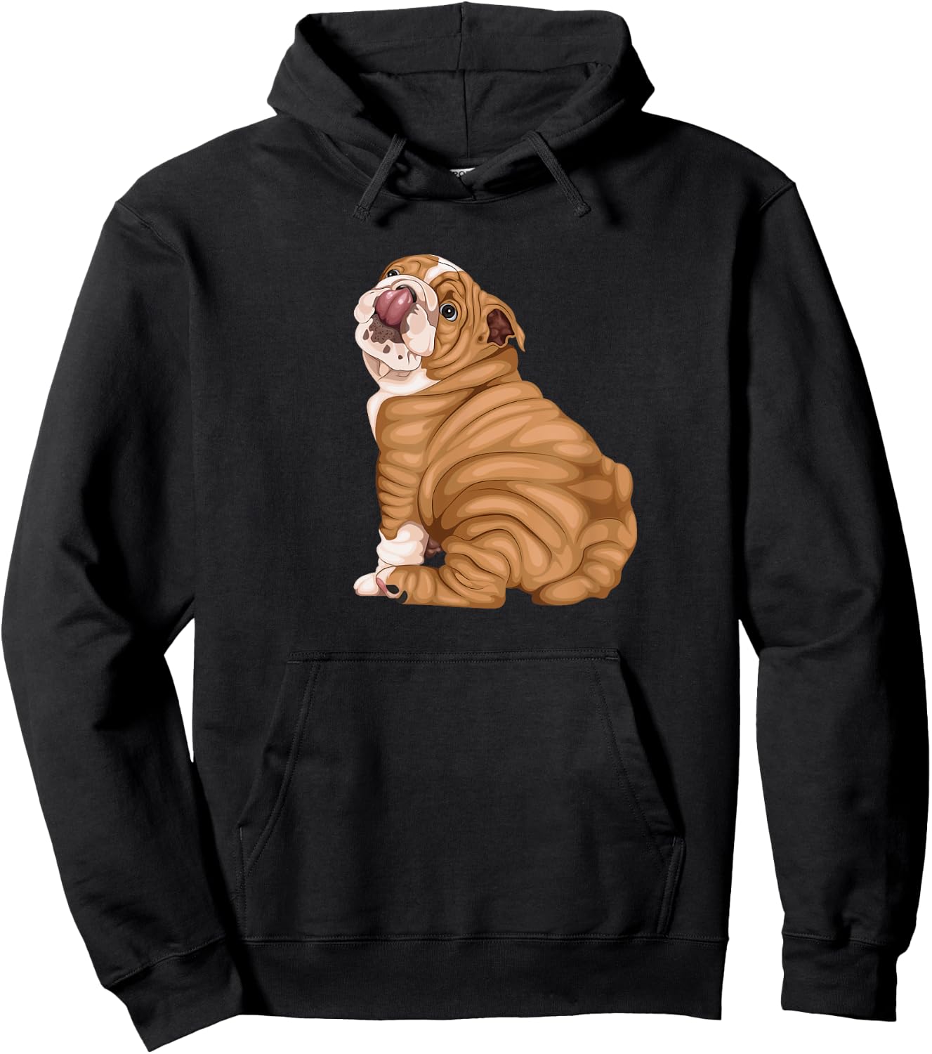 Funny Puppy Art Illustration English Bulldog Owner Women Kids Hoodie - Hoodie | Black