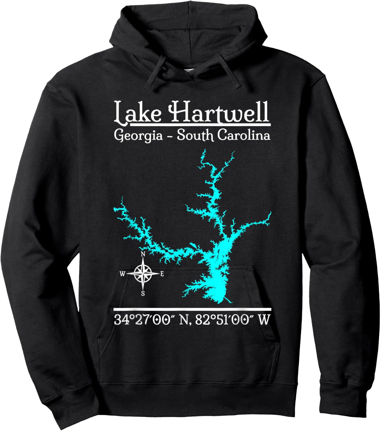 Lake Hartwell - Georgia, South Carolina Hoodie - Hoodie | Black