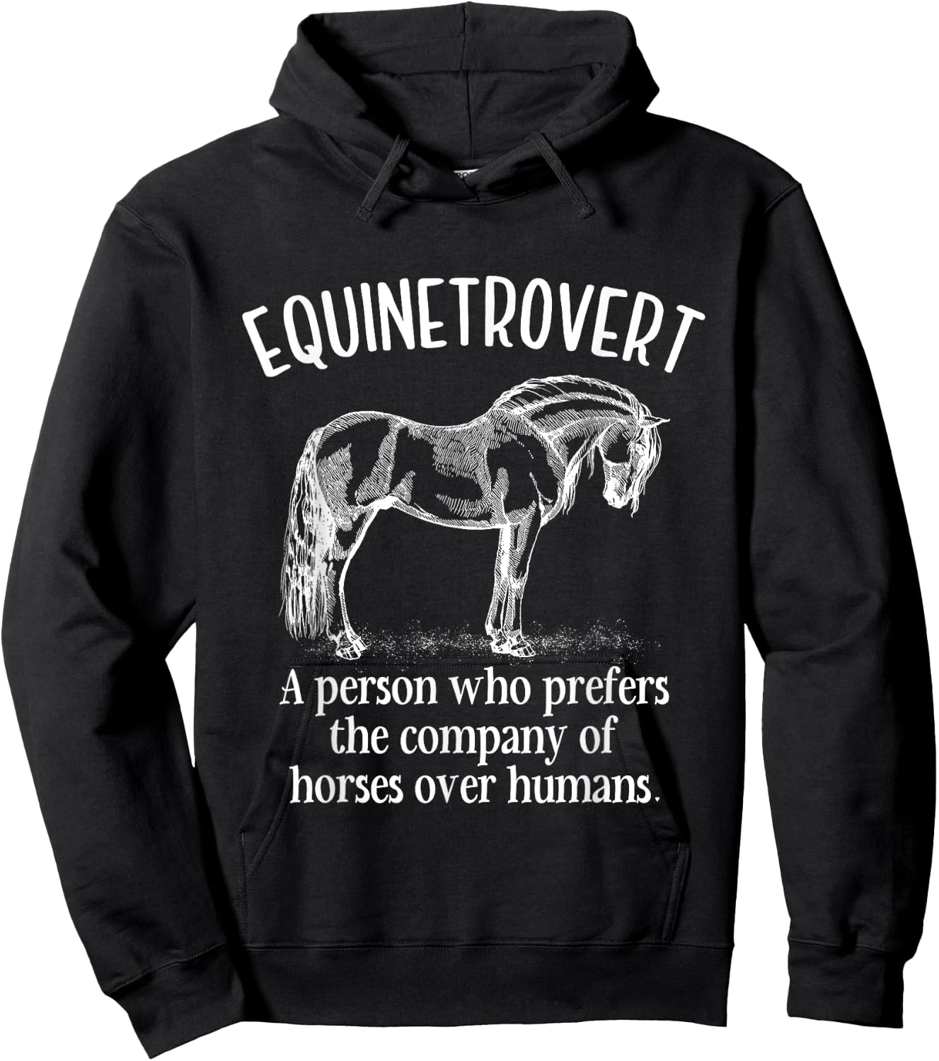 Equinetrovert Funny Horses Riding Horse Lover Equestrian Hoodie - Hoodie | Black