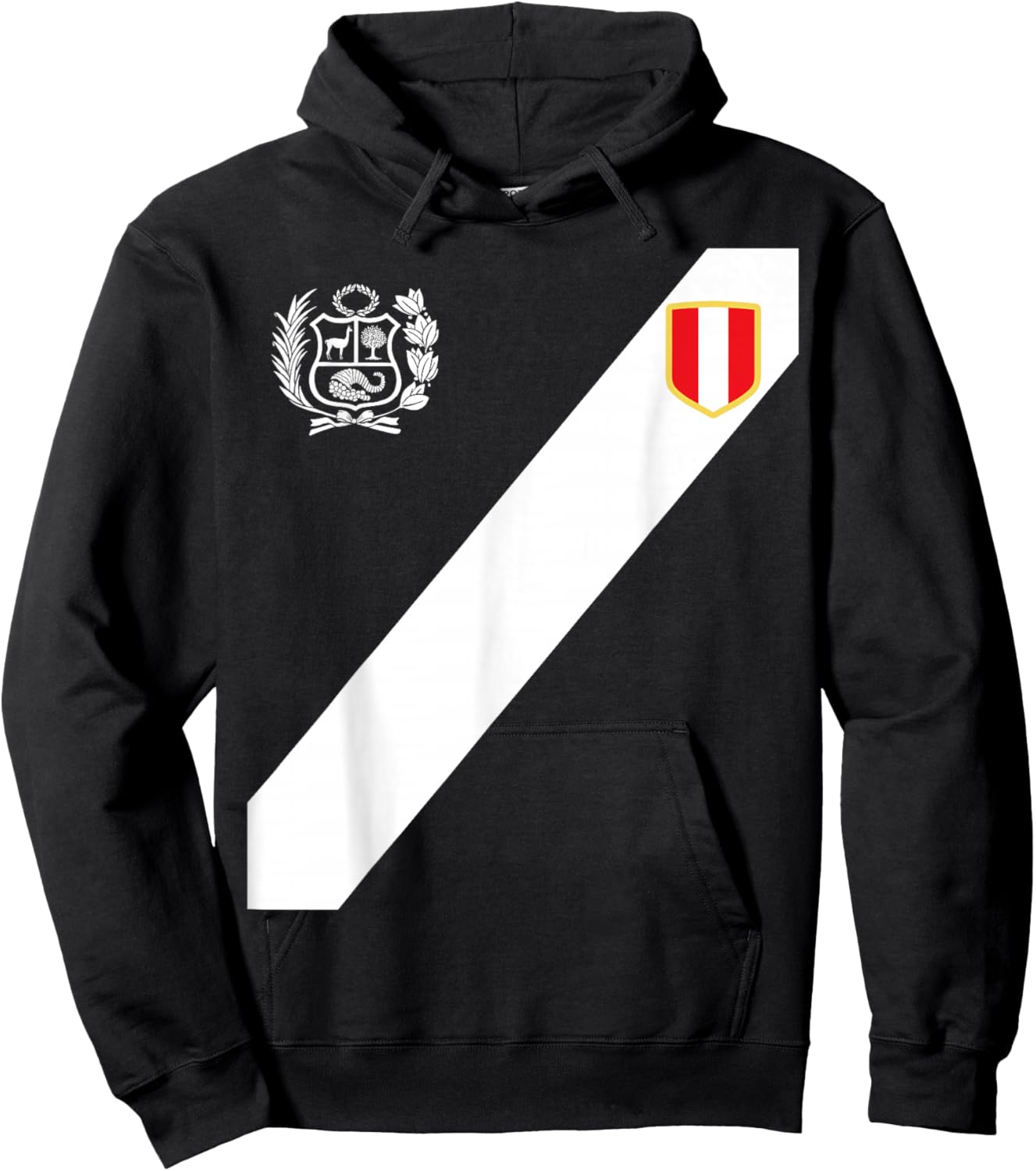 Peru Red Shirt Peruvian Flag Escudo Retro Soccer Peru Hoodie - Hoodie | Black