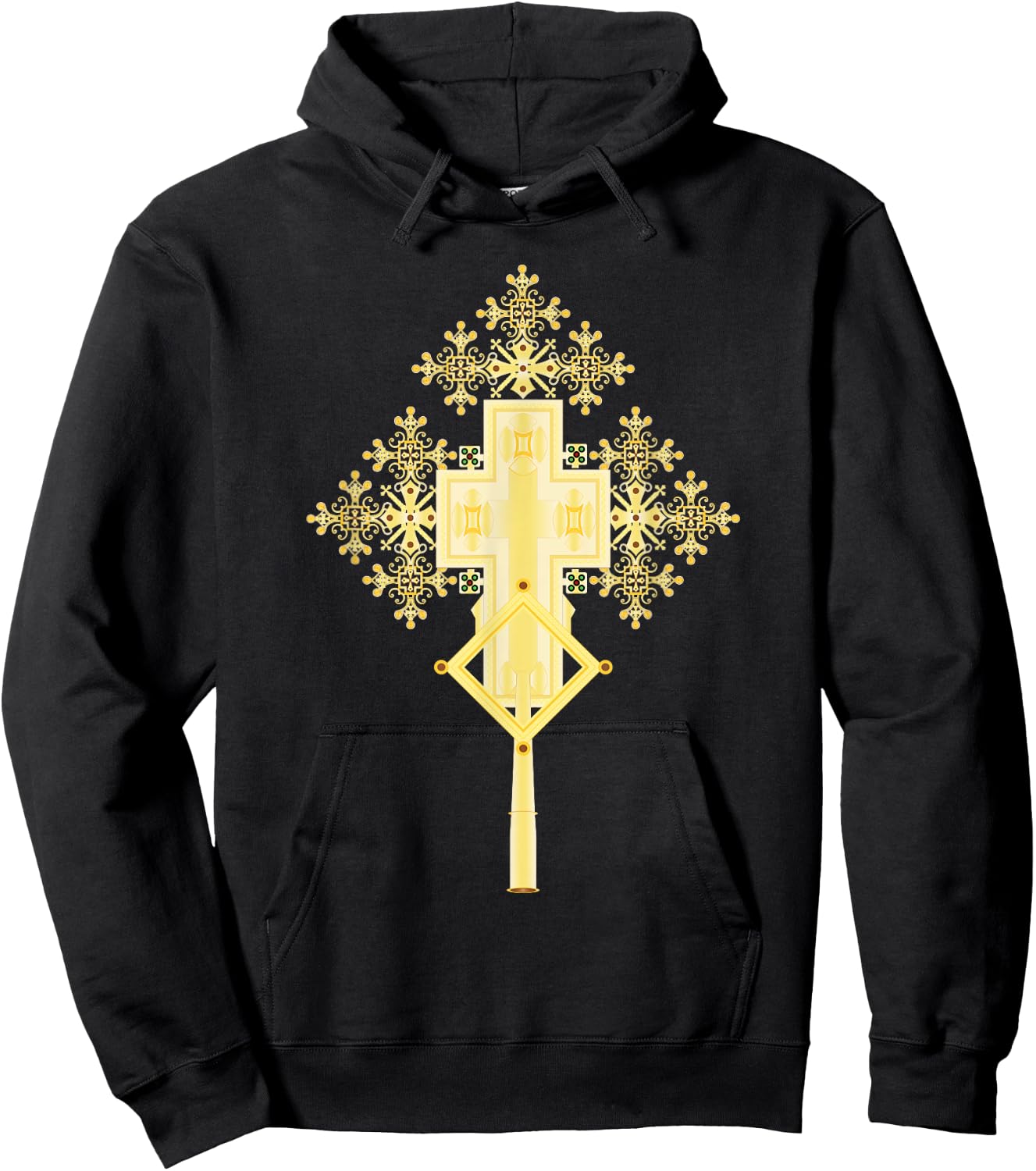 Ethiopian Christian Art Christ in Glory Ethiopian Cross Hoodie - Hoodie | Black