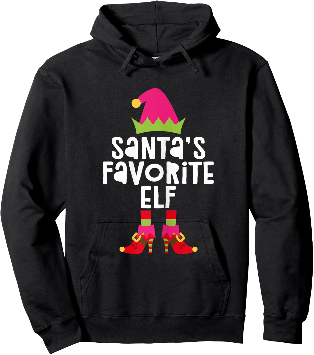 Santa's Favorite Elf Shirt Women Girl Matching Christmas Elf Hoodie - Hoodie | Black