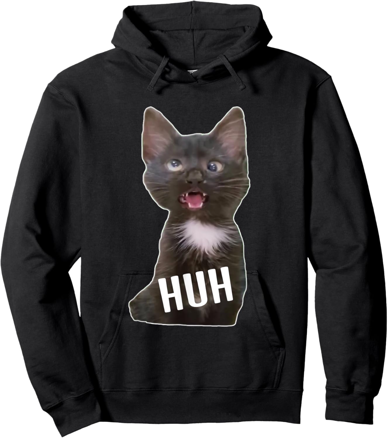 Funny Cross Eyed Cat Meme Huh Funny Cat Hoodie - Hoodie | Black