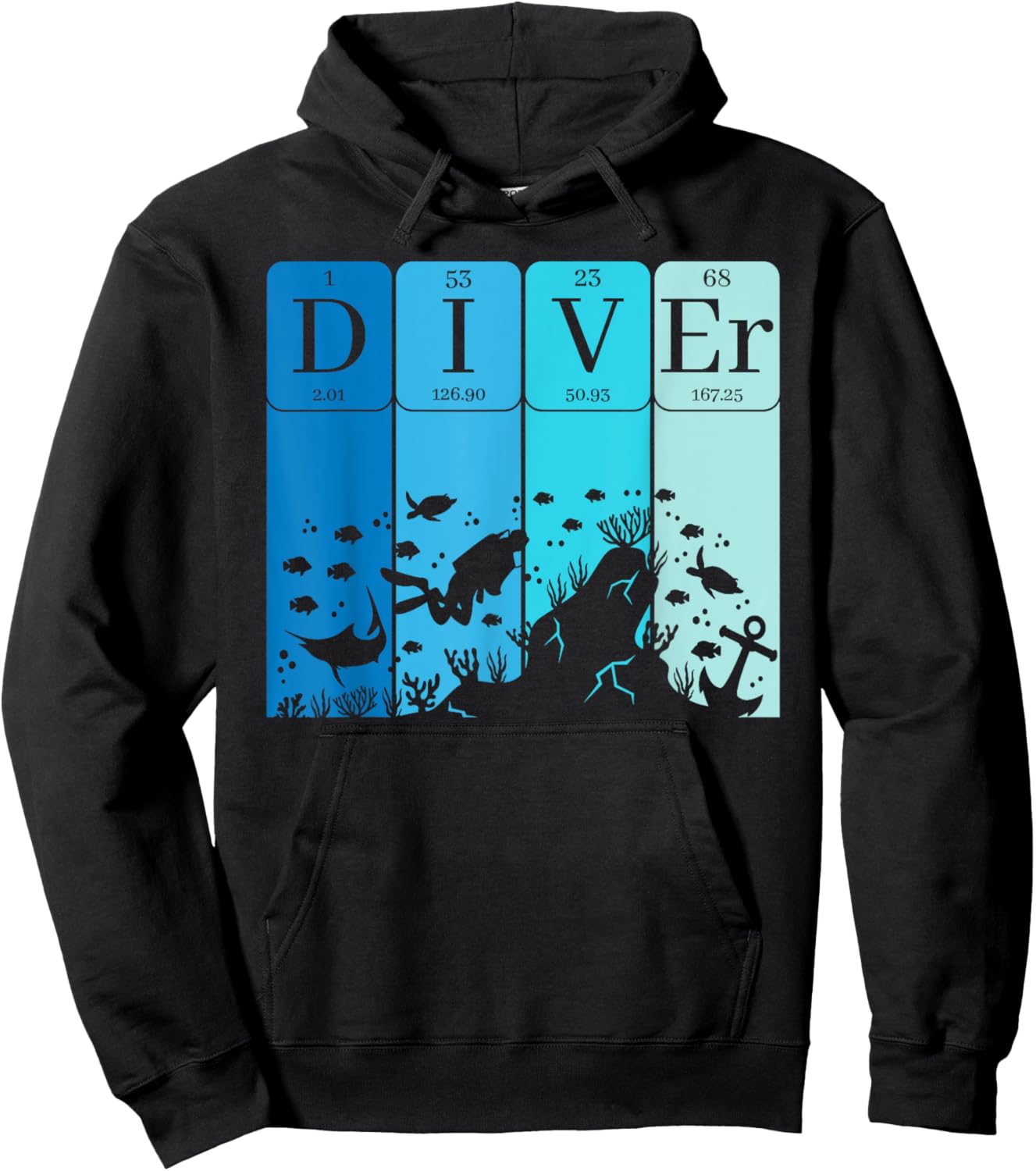 Diver Periodic Table Scuba Diving Enthusiast Hoodie - Hoodie | Black