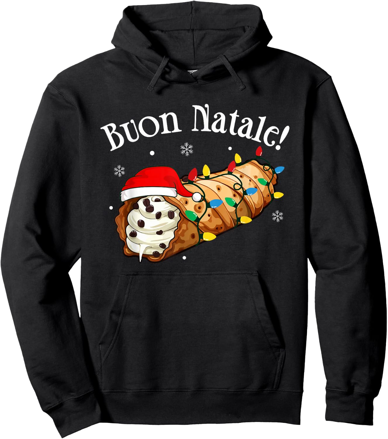 Cannolo Merry Christmas In Italian Buon Natale Hoodie - Hoodie | Black