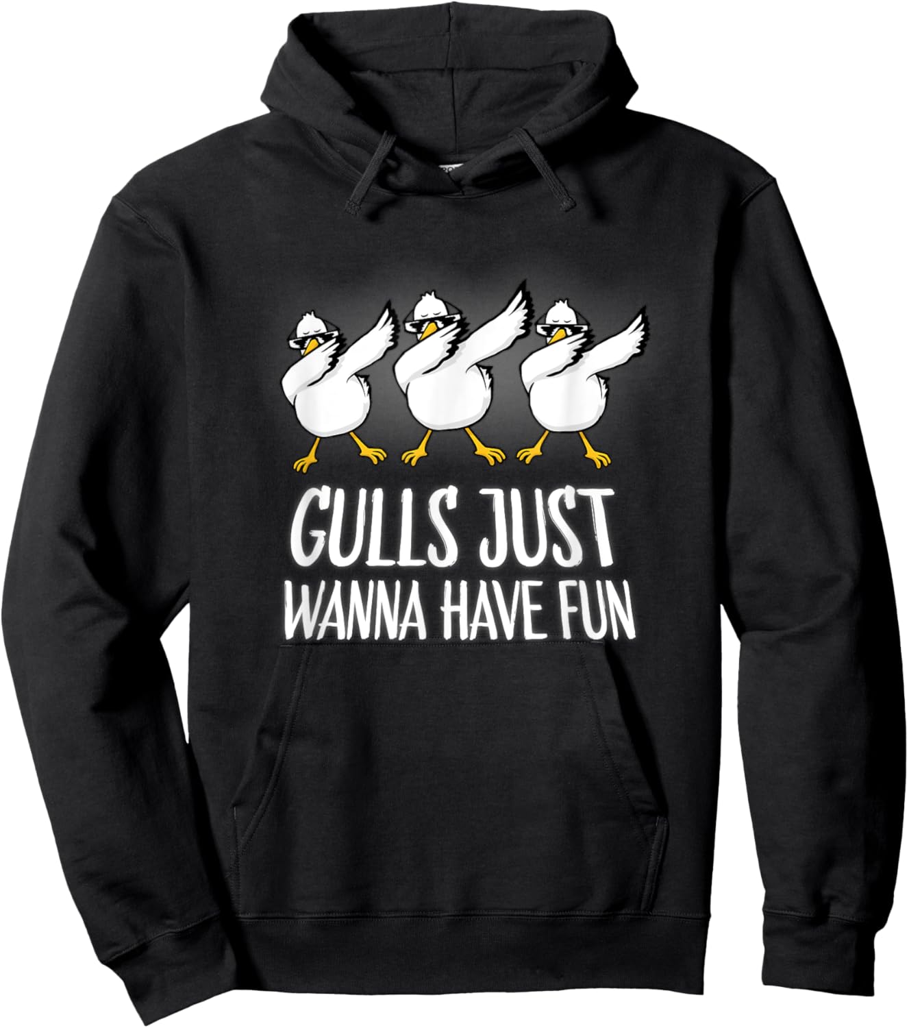 Gulls Just Wanna Have Fun Wordplay Seagull Dabbing Dab Dance Hoodie - Hoodie | Black