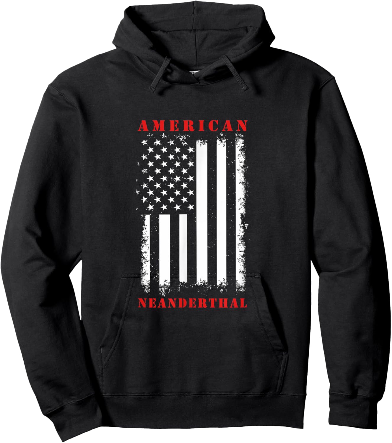 4th Of July US Flag Caveman American Neanderthal Hoodie - Hoodie | Black