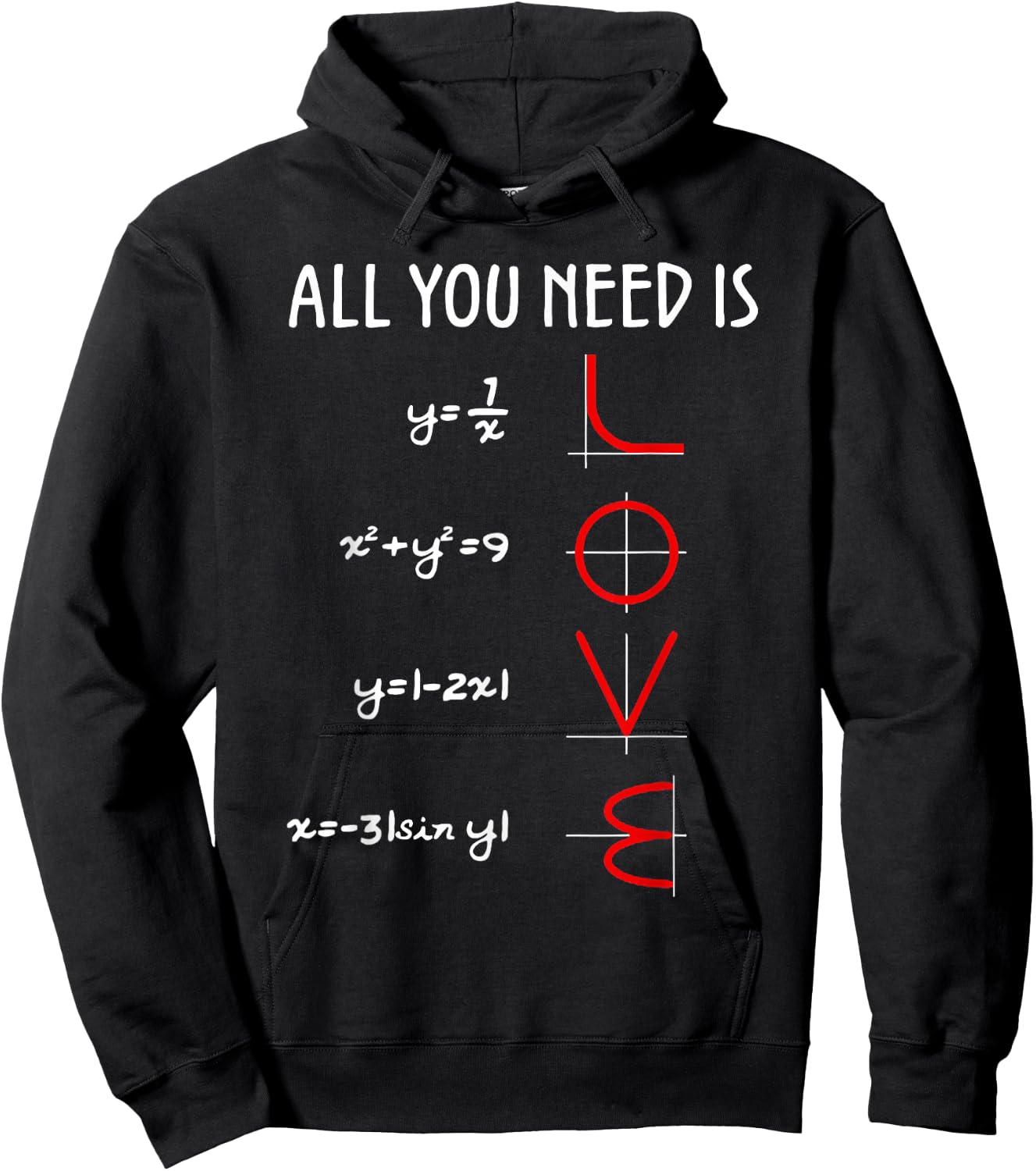 All You Need is Love Math Vertical Hoodie - Hoodie | Black