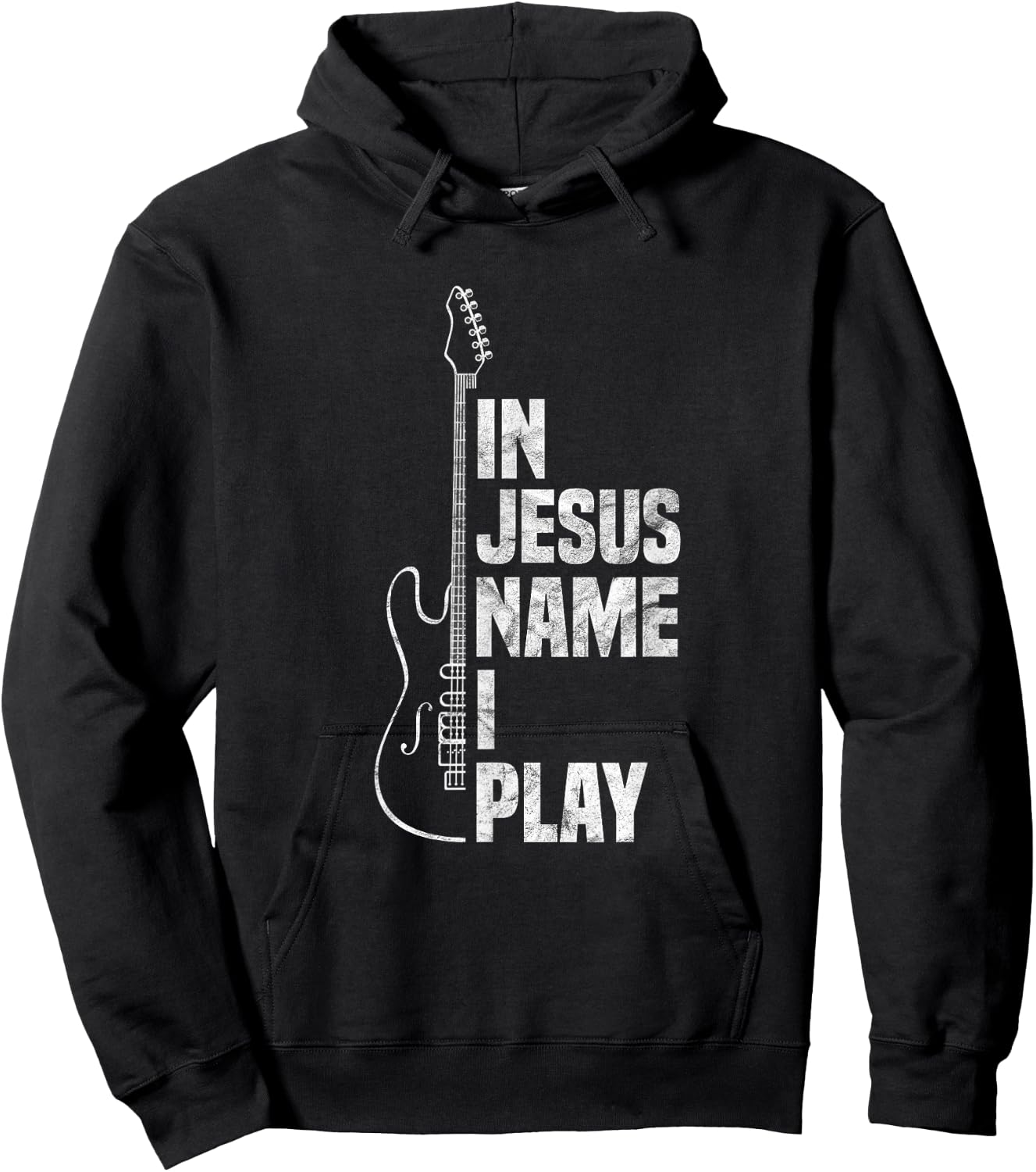 in Jesus Name I Play Guitar Christian Guitar Player Hoodie - Hoodie | Black