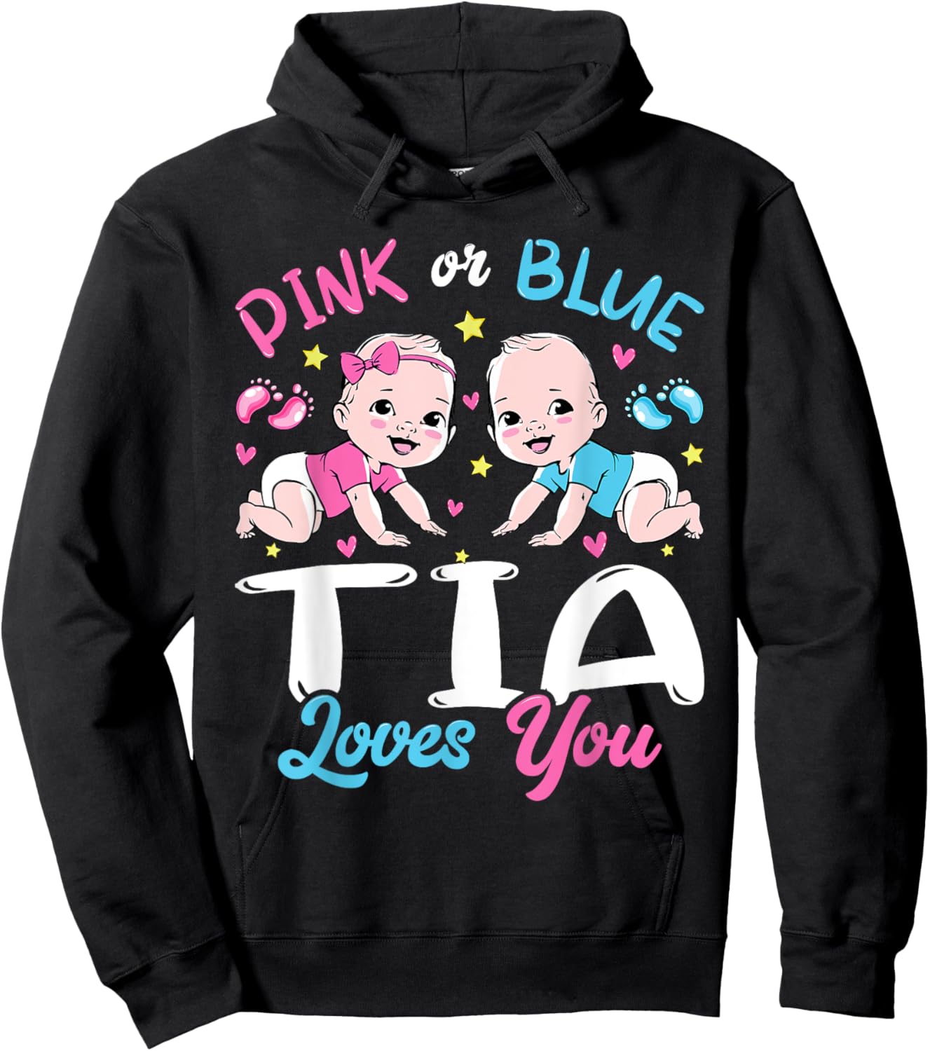 Pink Or Blue Tia Loves You Baby Gender Reveal Keeper Hoodie - Hoodie | Black