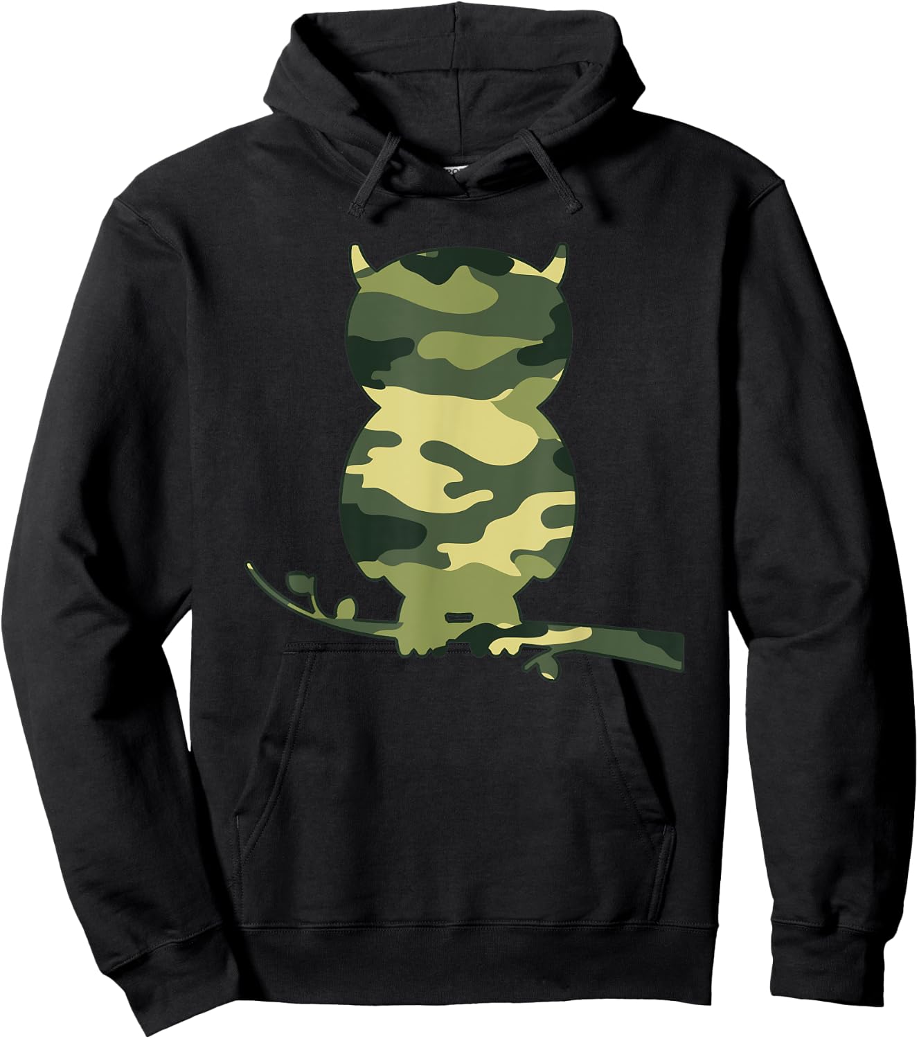 Military Owl Camo Men Print US Bird Owlet Veteran Gift Hoodie - Hoodie | Black