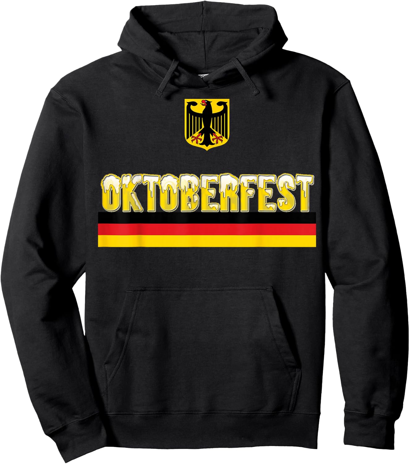 Oktoberfest Beer Foam German Flag and Eagle Emblem Hoodie - Hoodie | Black