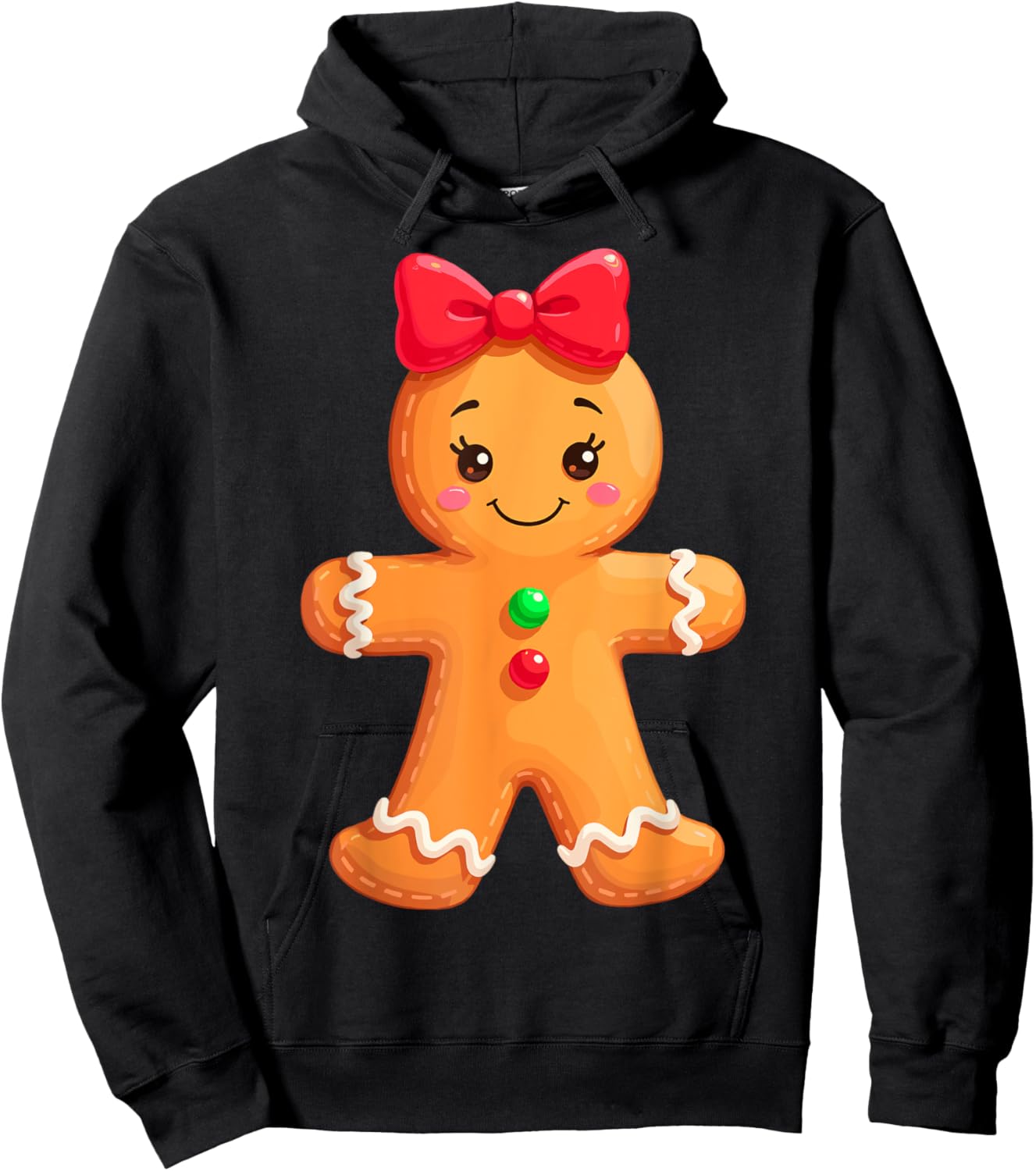 Funny Gingerbread Girl & Boy Christmas Couple Matching Girls Hoodie - Hoodie | Black