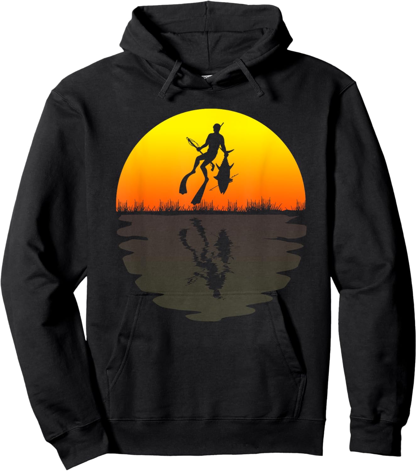 Spearfishing shirt retro sunset 70s vintage Spearfishing Hoodie - Hoodie | Black