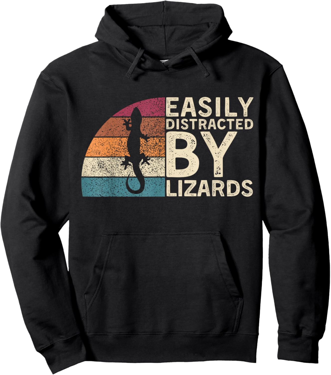 Retro Vintage Easily Distracted By Lizards Reptile Funny Hoodie - Hoodie | Black