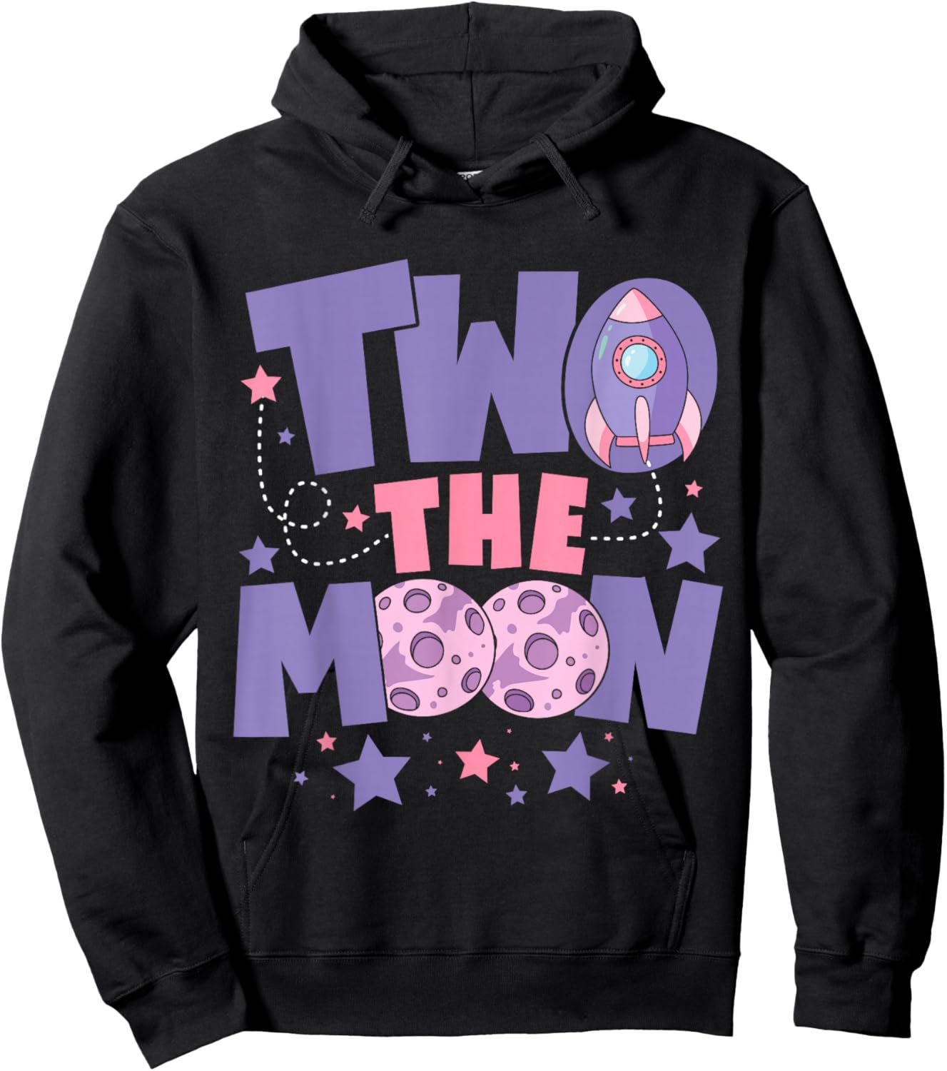 Two The Moon Birthday Outfit Girl 2 Year Old 2nd Birthday Hoodie - Hoodie | Black