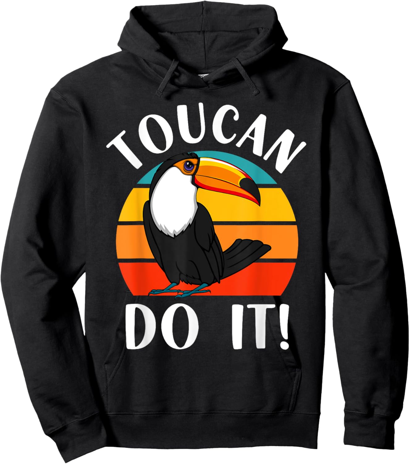 Funny Toucan Do It Tropical Bird Pun Retro Vintage Sunset Hoodie - Hoodie | Black