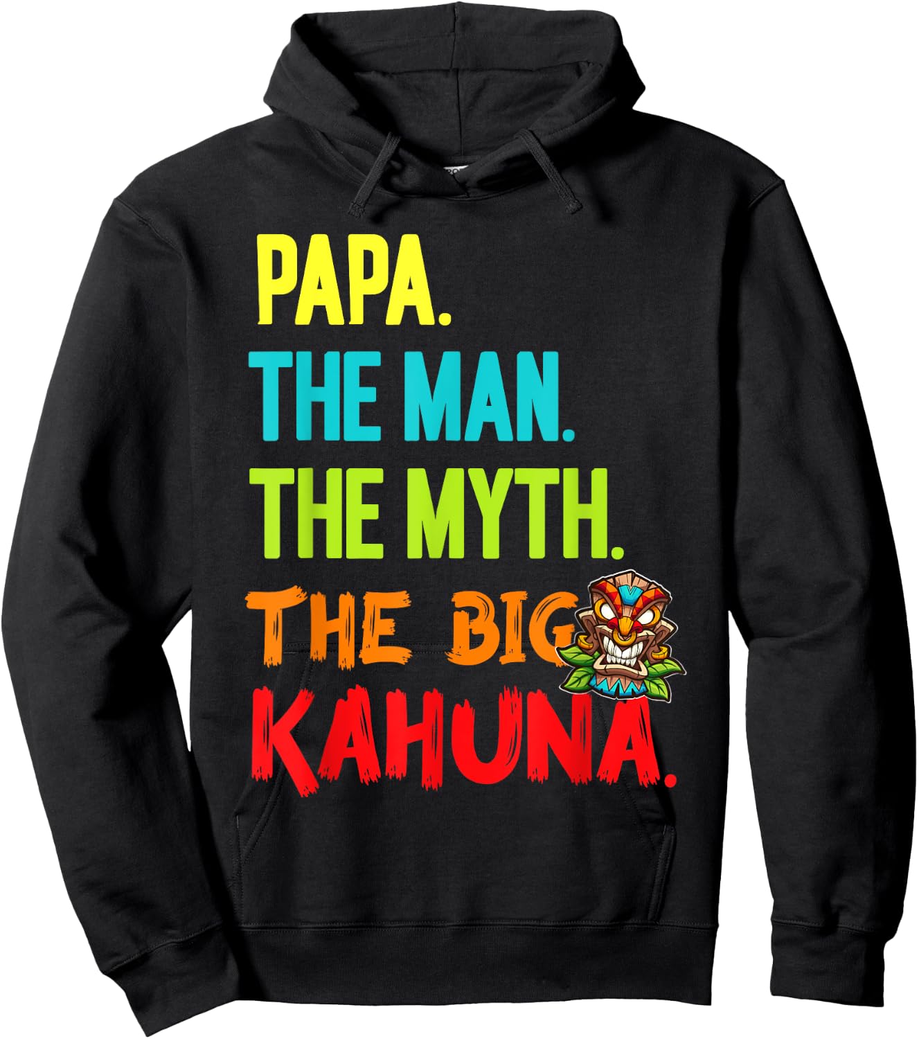 Funny Men's Papa The Man The Myth Big Kahuna Tiki Fishing Hoodie - Hoodie | Black
