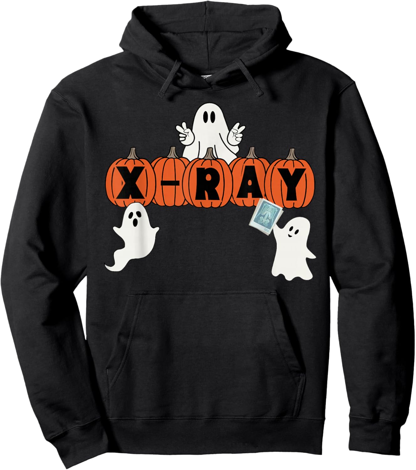 Funny X-Ray Tech Halloween Pumpkins Ghost Radiology Tech Hoodie - Hoodie | Black