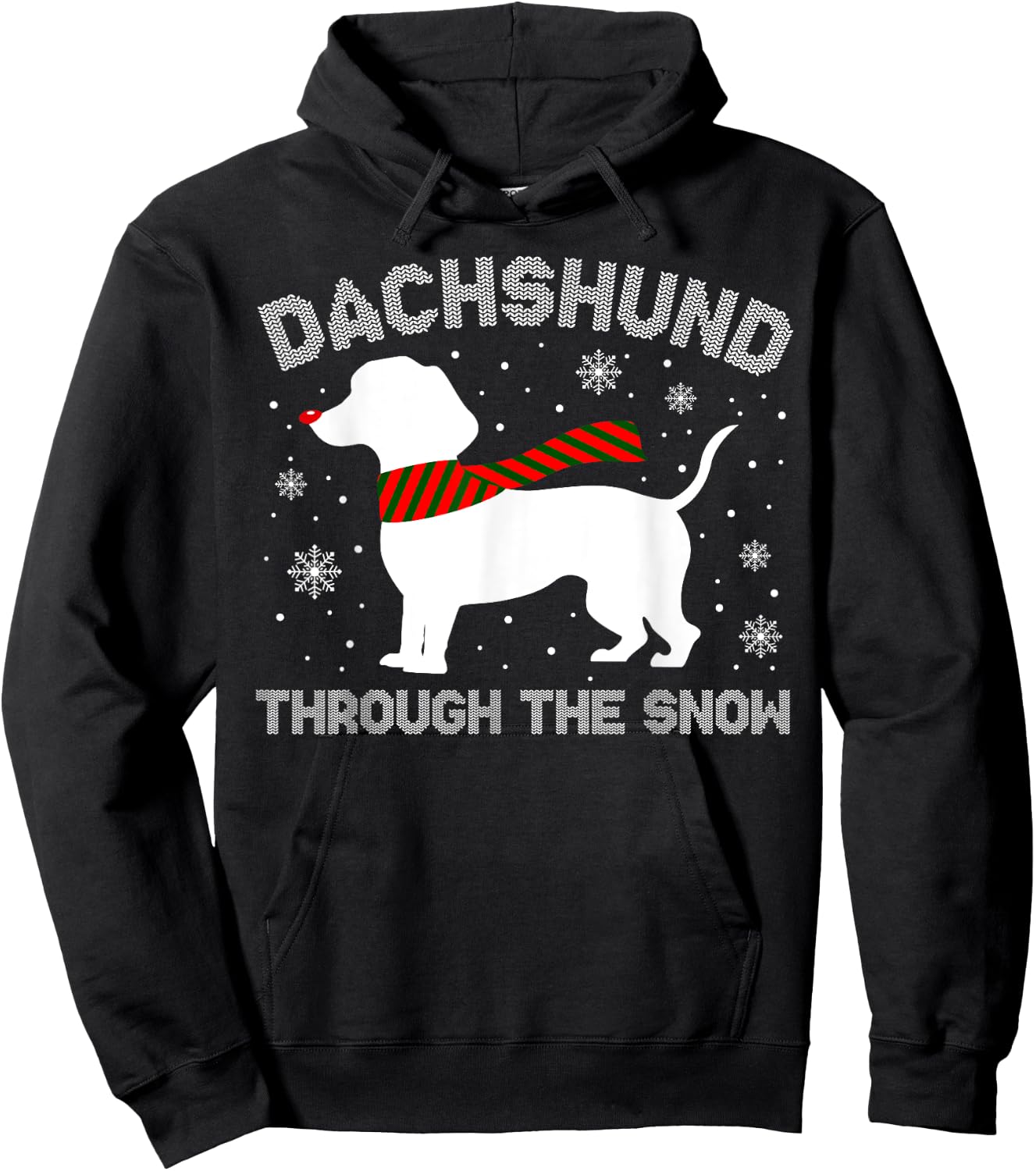 Dachshund Through The Snow Funny Christmas Pajamas Dog Lover Men Women Hoodie - Hoodie | Black
