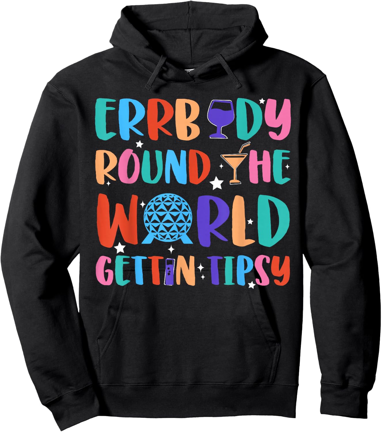 Errbody Round The World Gettin Tipsy Food and Wine Festival Hoodie - Hoodie | Black