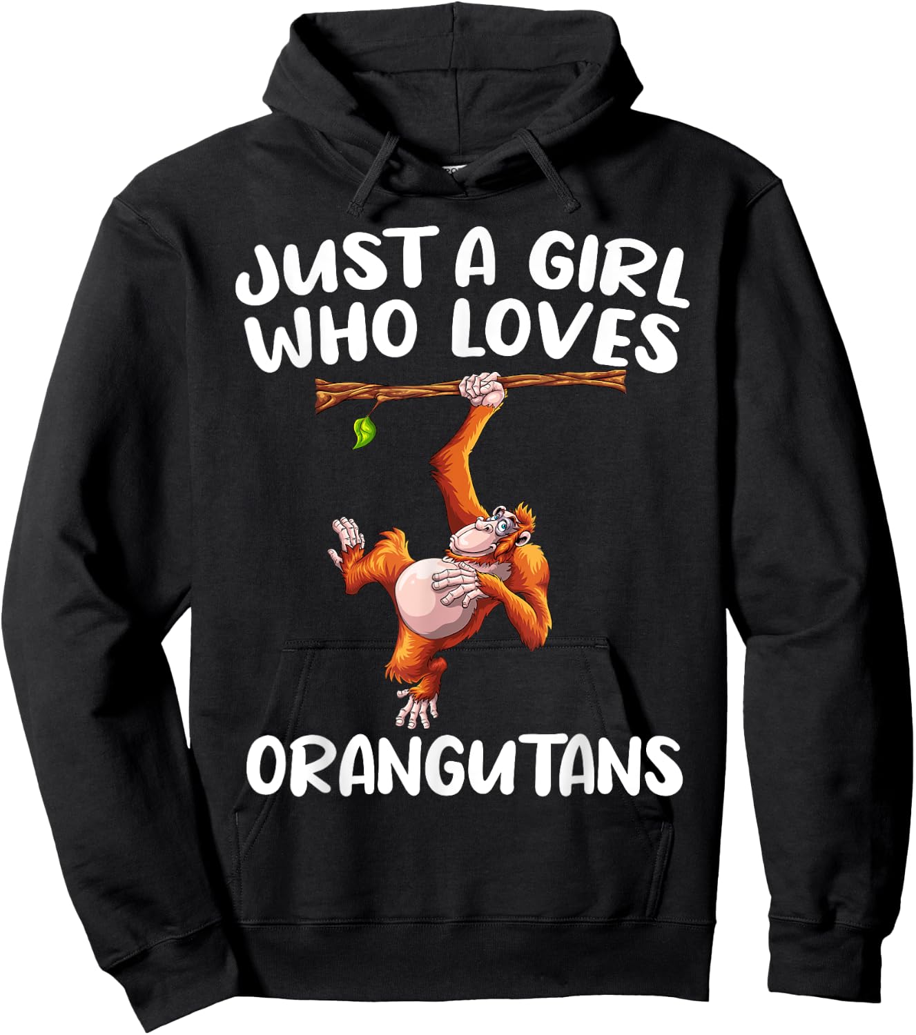 Funny Orangutan Art For Girls Women Monkey Orang Ape Lover Hoodie - Hoodie | Black