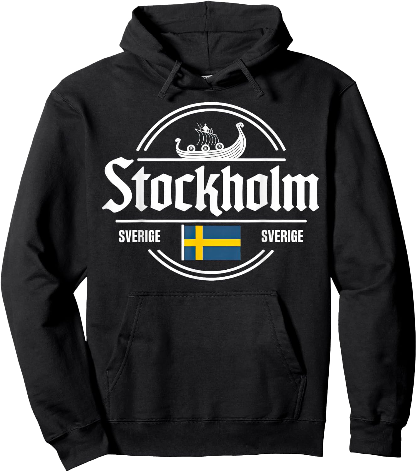 Stockholm Sverige Sweden City Viking Flag Hoodie - Hoodie | Black