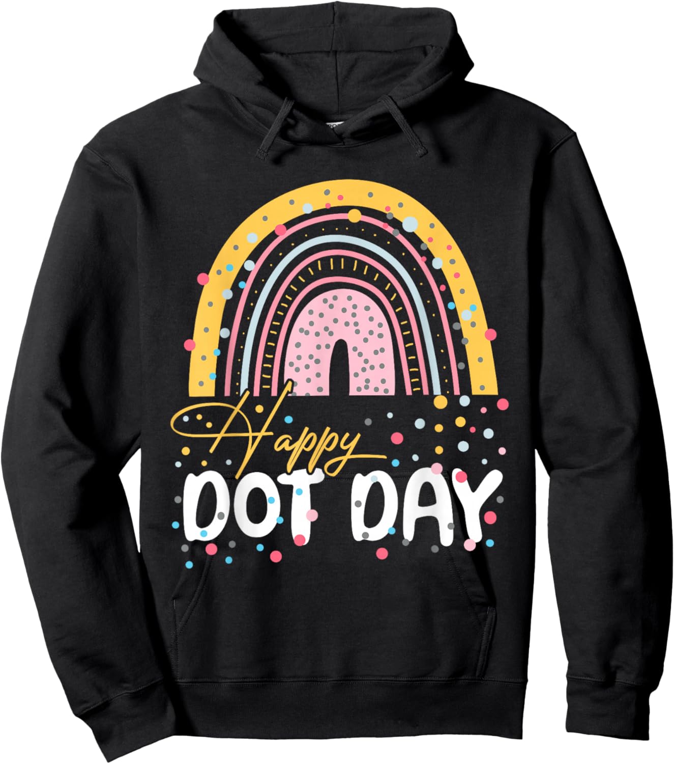 Happy Dot Day Rainbow Colorful Polka Dot Girl Kids Hoodie - Hoodie | Black