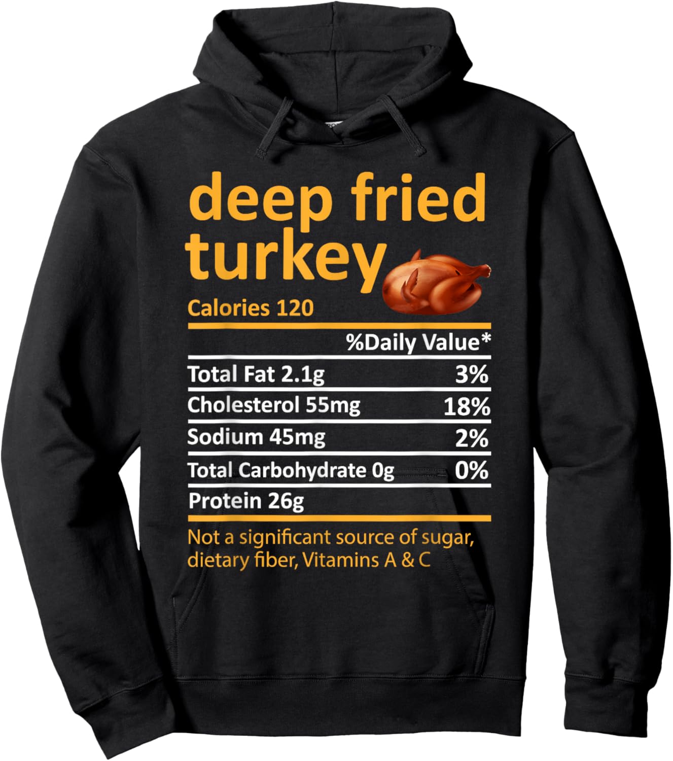 Deep Fried Turkey Nutrition Food Facts Thanksgiving Costume Hoodie - Hoodie | Black