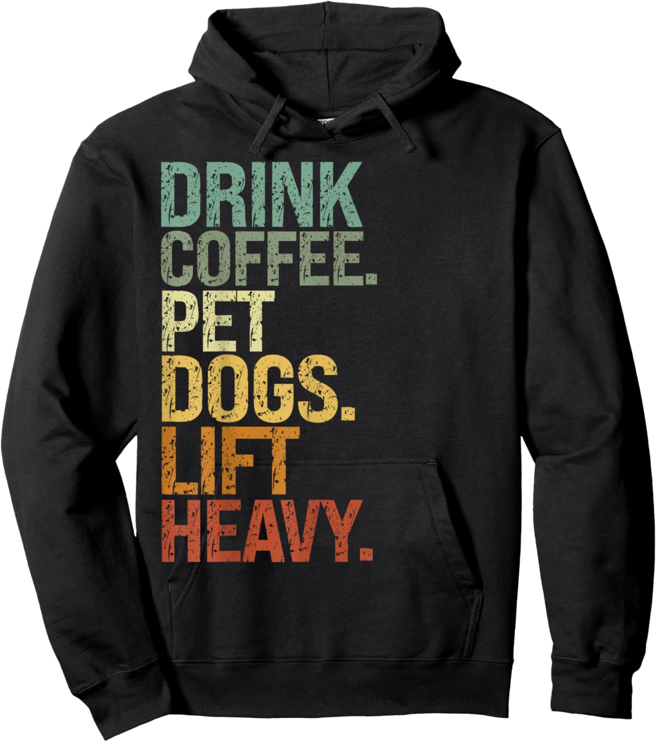 Drink Coffee Pet Dogs Lift Heavy funny dog Vintage Hoodie - Hoodie | Black