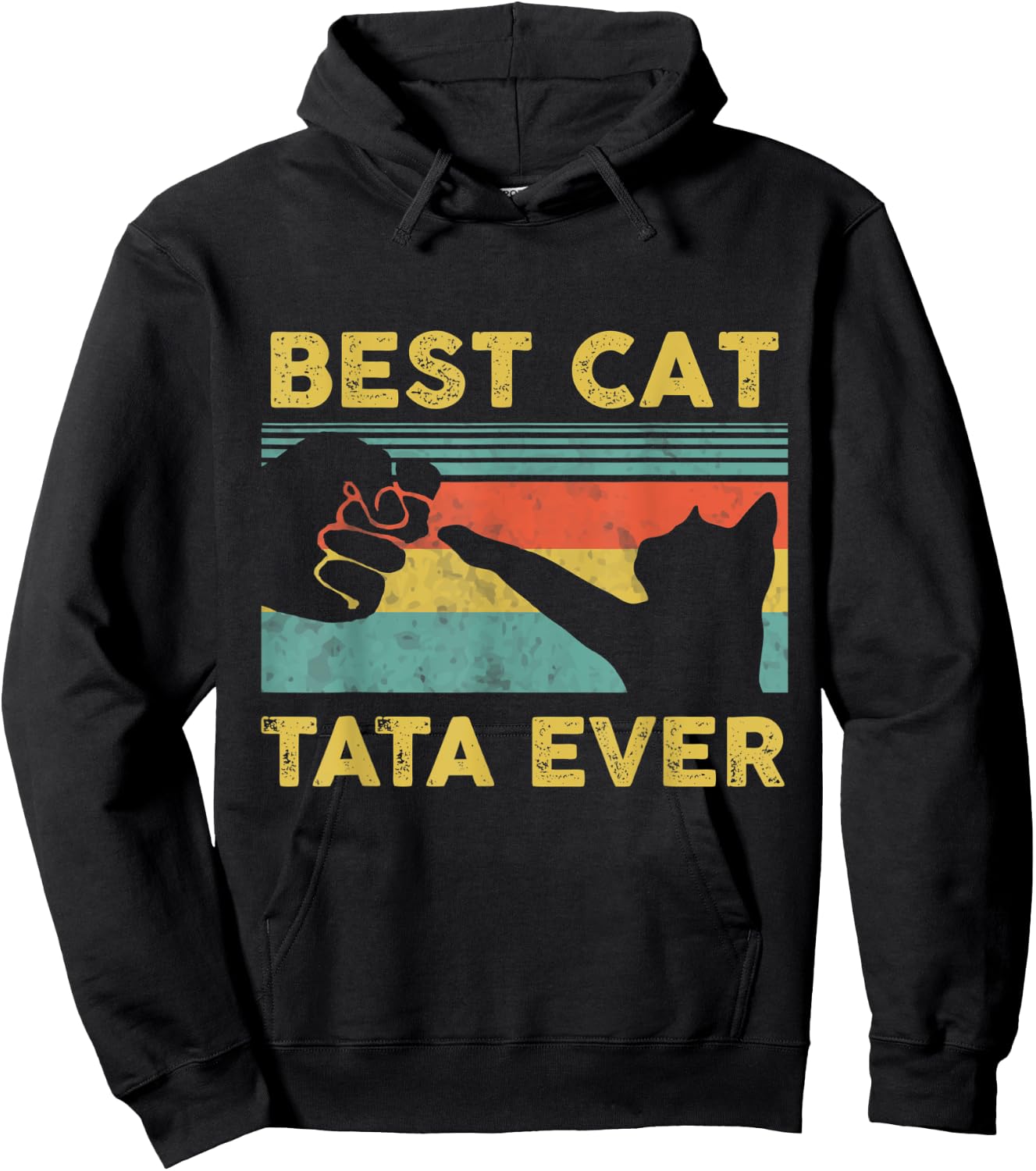 Best Cat Tata Ever Vintage Cats Happy Father's Day Hoodie - Hoodie | Black