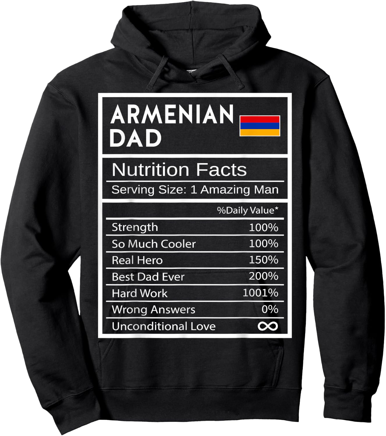 Armenian Dad Nutrition Facts National Pride Gift Dad Hoodie - Hoodie | Black