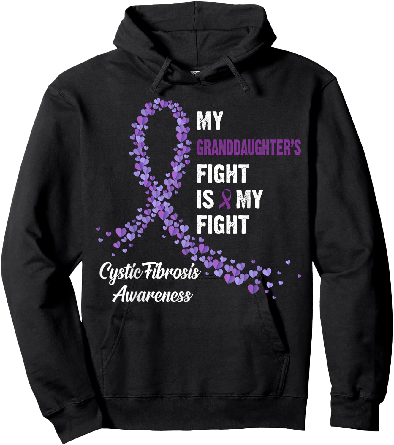 My Granddaughter's Fight My Fight Cystic Fibrosis Hoodie - Hoodie | Black