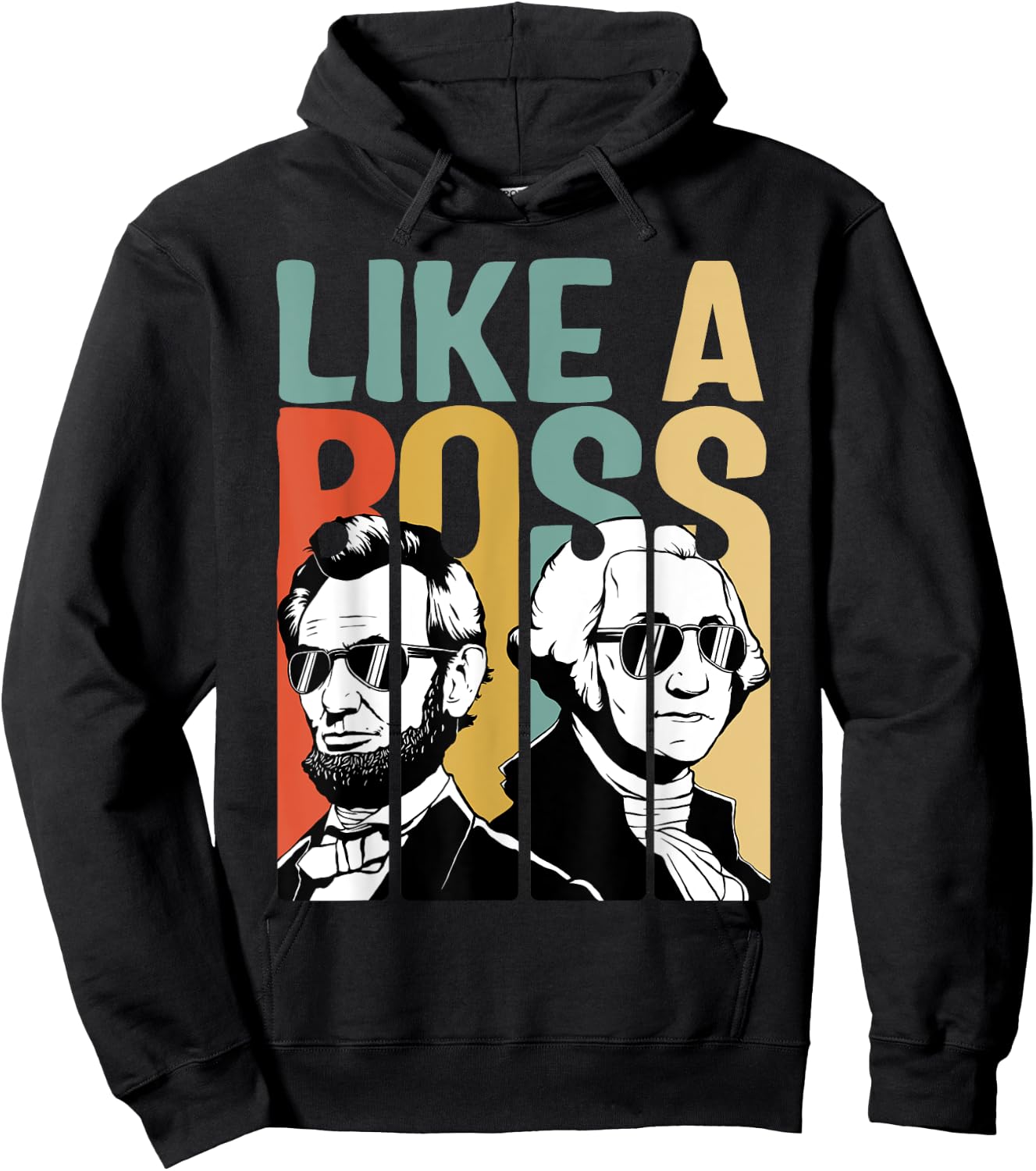 American History Co. Presidents Day Washington Lincoln Abe George - Black, , Short Sleeve, Classic Fit, Small Hoodie - Hoodie | Black