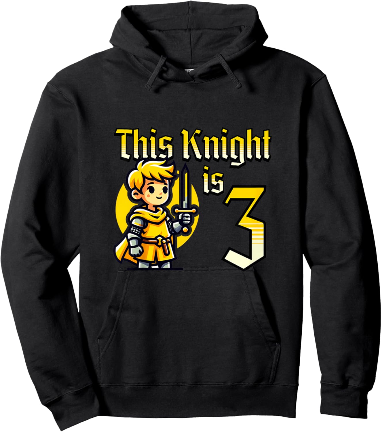 Kids Medieval Knight Sword 3 Year Old 3rd Birthday Boy Hoodie - Hoodie | Black