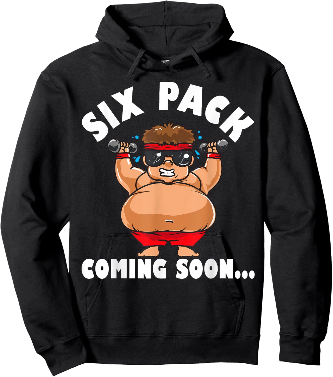 Men Funny Gym Six Pack Coming Soon - Cartoon design Hoodie - Hoodie | Black
