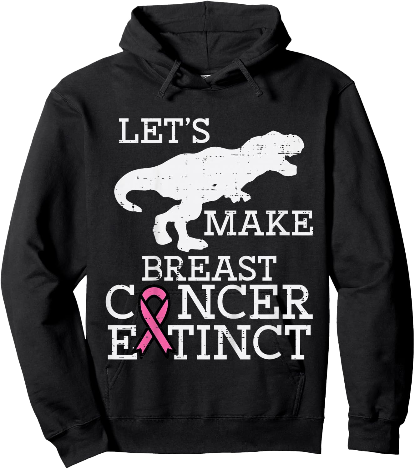 Kids Extinct Dino Trex Breast Cancer Awareness Kids Toddler Boys Hoodie - Hoodie | Black
