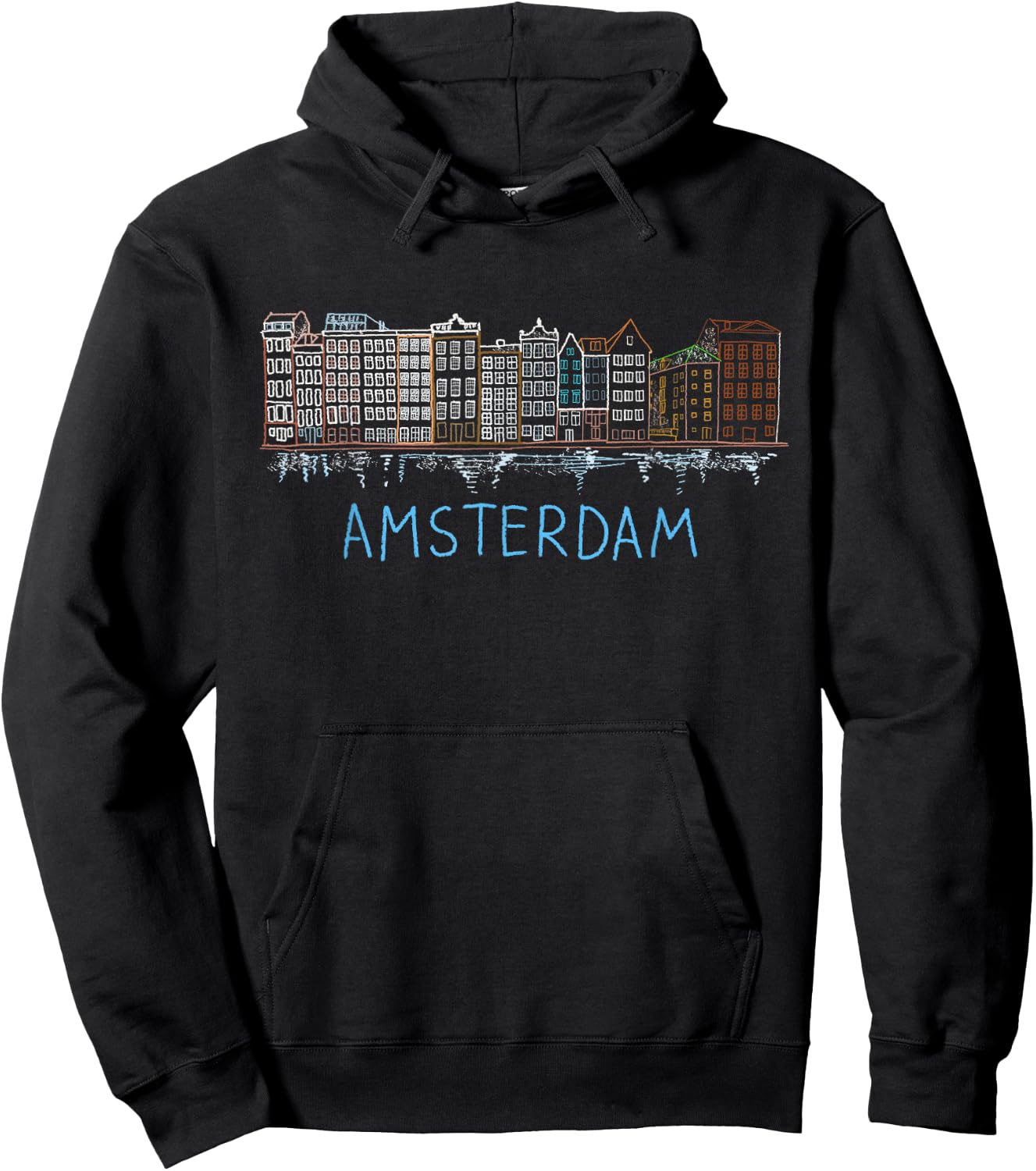 Amsterdam Houses Unique Hand Drawn Art Hoodie - Hoodie | Black