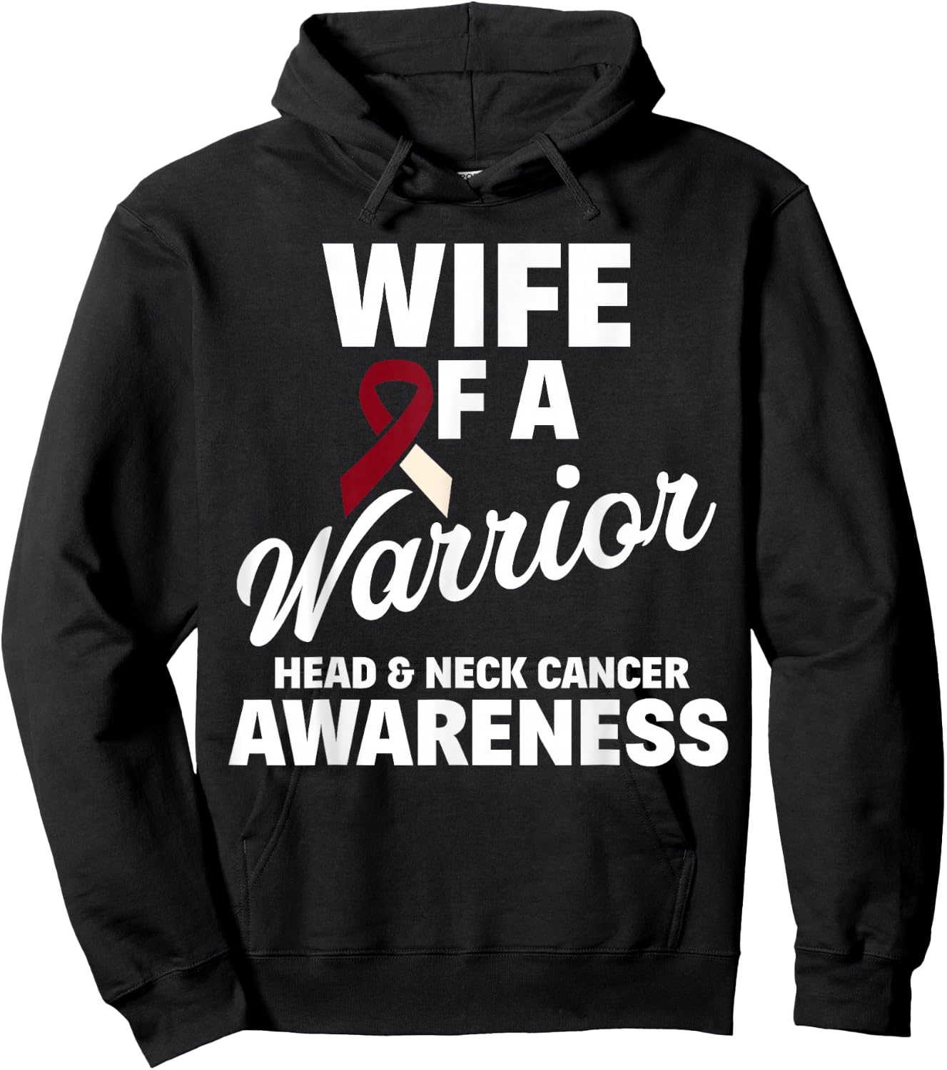 Oral Head & Neck Cancer Awareness Wife of a Warrior Hoodie - Hoodie | Black