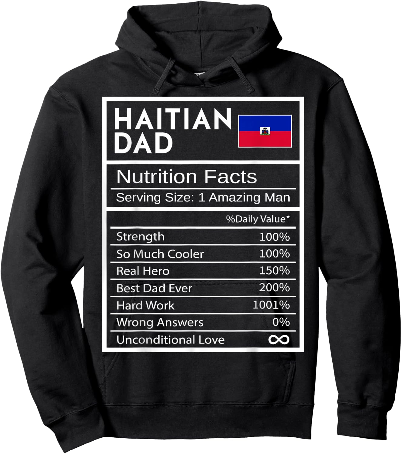 Haitian Dad Nutrition Facts National Pride Gift Dad Hoodie - Hoodie | Black