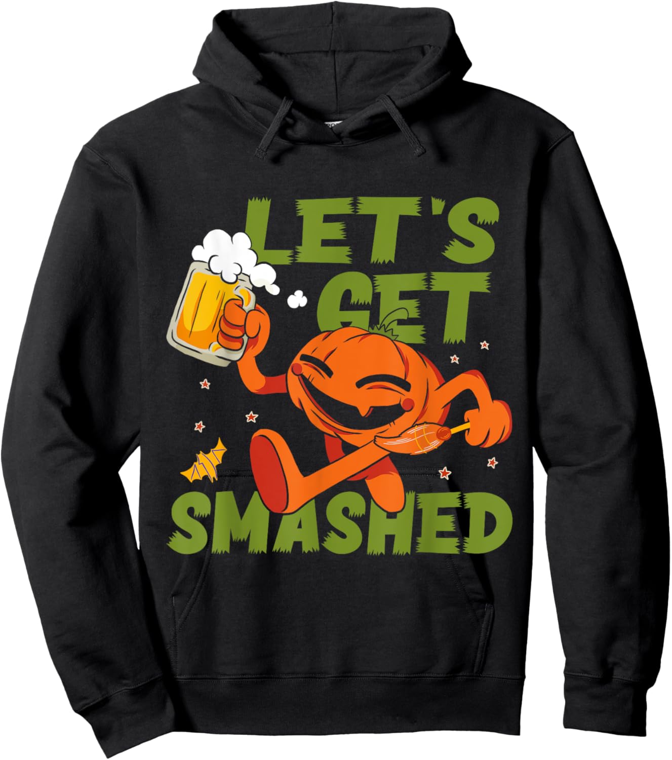 Beer Halloween Let's Get Smashed Halloween Beer Pumpkin Hoodie - Hoodie | Black