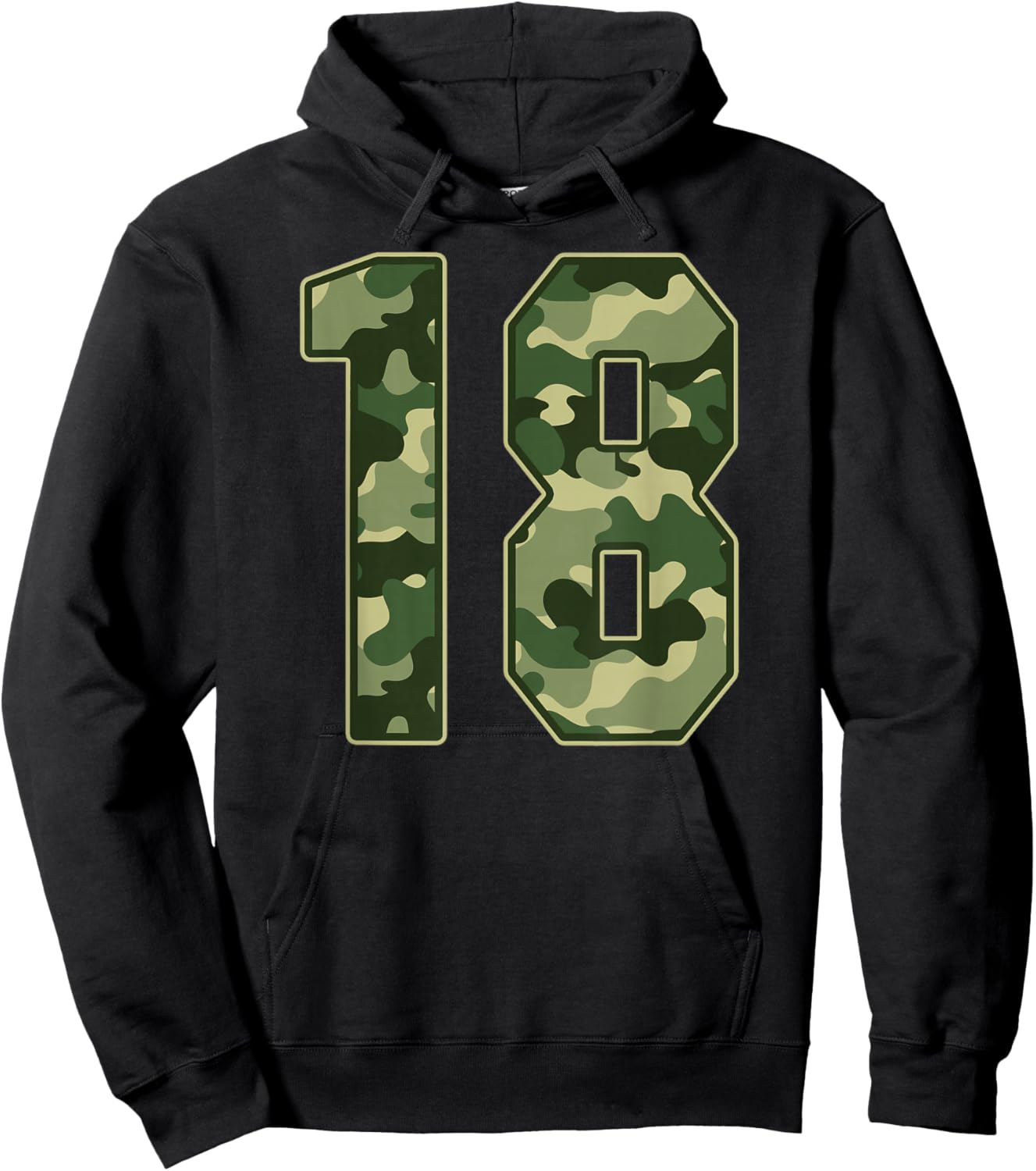 Camo #18 Jersey Number 18 Uniform Fan Favorite Player Hoodie - Hoodie | Black