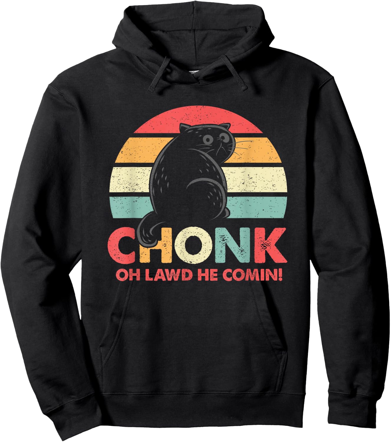 Funny Meme Chonky Cat Scale Retro Style Hoodie - Hoodie | Black